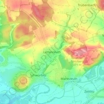 Lettenreuth topographic map, elevation, terrain