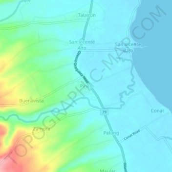 Pines topographic map, elevation, terrain