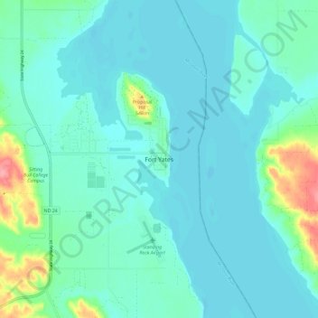 Fort Yates topographic map, elevation, terrain