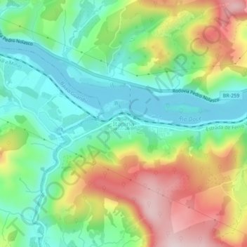 Itapina topographic map, elevation, terrain