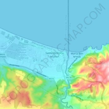 Saïdia topographic map, elevation, terrain
