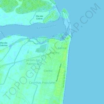 Atafona topographic map, elevation, terrain