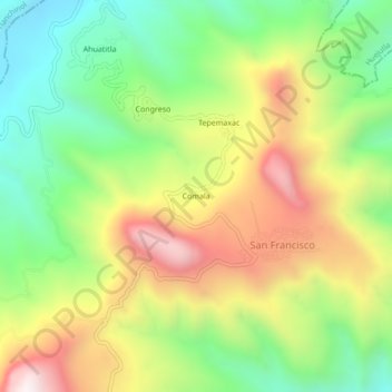 Comala topographic map, elevation, terrain