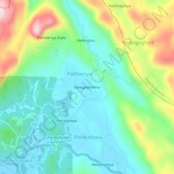 Meegasthenna topographic map, elevation, terrain