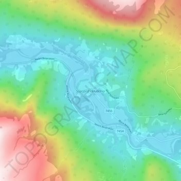 Storjord - Muodno topographic map, elevation, terrain