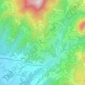 Orturano topographic map, elevation, terrain