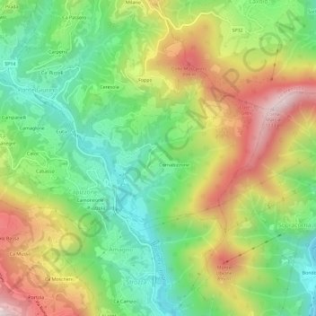 Mortesina topographic map, elevation, terrain