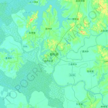 鄱阳县 topographic map, elevation, terrain