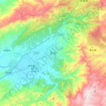 Mang topographic map, elevation, terrain