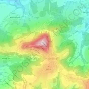 Rechberg topographic map, elevation, terrain