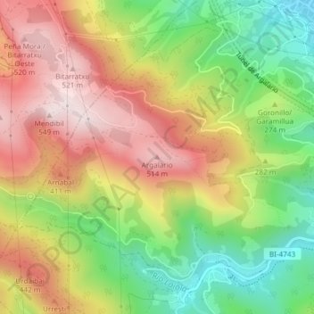 Argalario topographic map, elevation, terrain