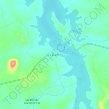 São Damião topographic map, elevation, terrain