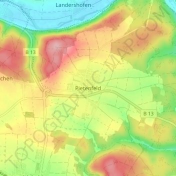 Pietenfeld topographic map, elevation, terrain