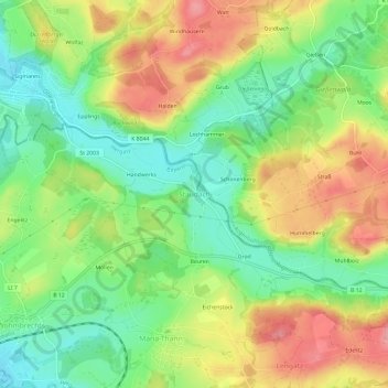 Staudach topographic map, elevation, terrain