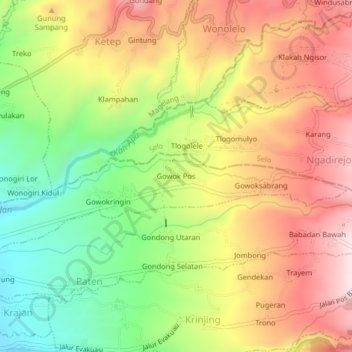 Gowok Pos topographic map, elevation, terrain