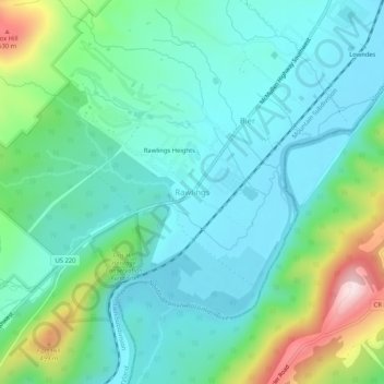 Rawlings topographic map, elevation, terrain