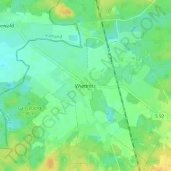 Wiednitz topographic map, elevation, terrain