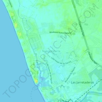 Nuevo Vallarta topographic map, elevation, terrain
