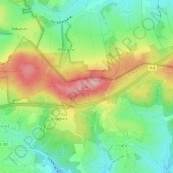 Silberkuhle topographic map, elevation, terrain
