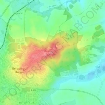 Rugard topographic map, elevation, terrain