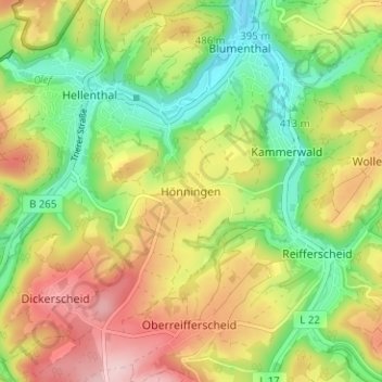 Hönningen topographic map, elevation, terrain