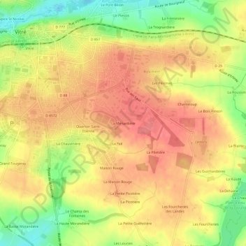La Ménardière topographic map, elevation, terrain