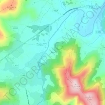 Arros topographic map, elevation, terrain