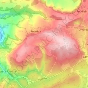 Ruardean Woodside topographic map, elevation, terrain