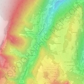 Batardière topographic map, elevation, terrain