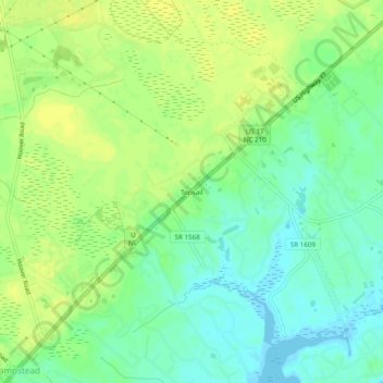 Topsail topographic map, elevation, terrain