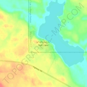 Hall Lake topographic map, elevation, terrain