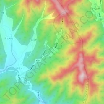 Mutianyu topographic map, elevation, terrain