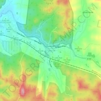 Chewton topographic map, elevation, terrain