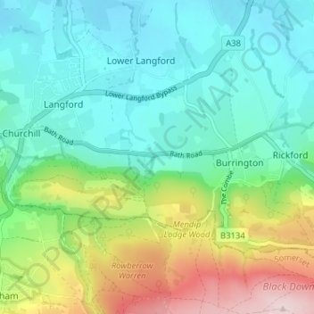Upper Langford topographic map, elevation, terrain