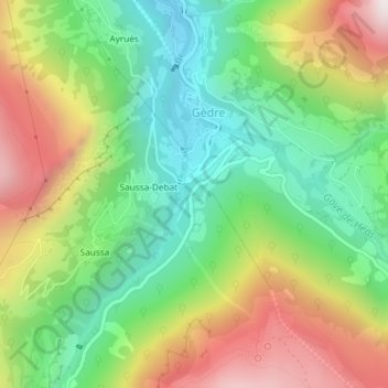 Biroulet topographic map, elevation, terrain