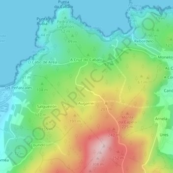 Monte de San Pedro topographic map, elevation, terrain