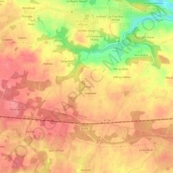 Caringa topographic map, elevation, terrain