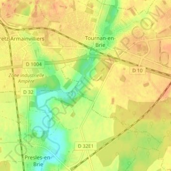 Combreux topographic map, elevation, terrain