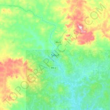 Sibut topographic map, elevation, terrain