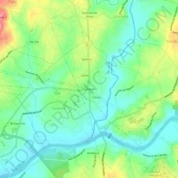 Sampaio topographic map, elevation, terrain