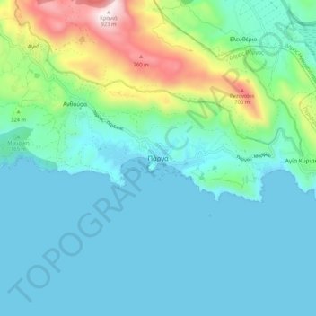 Parga topographic map, elevation, terrain