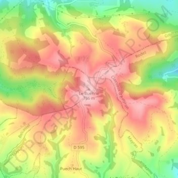 Le Buenne topographic map, elevation, terrain