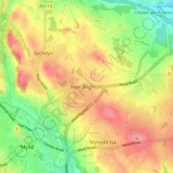 New Brighton topographic map, elevation, terrain