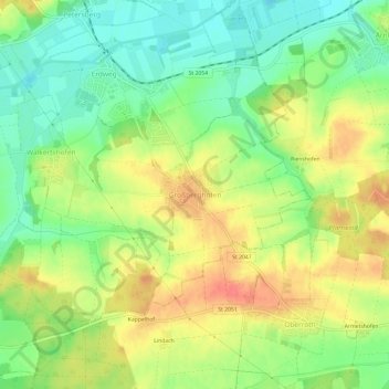 Großberghofen topographic map, elevation, terrain