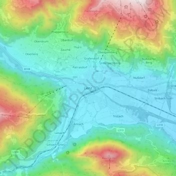 Lienz topographic map, elevation, terrain