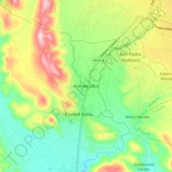 Anenecuilco topographic map, elevation, terrain