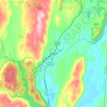 Amenia topographic map, elevation, terrain