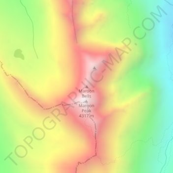 Maroon Bells topographic map, elevation, terrain