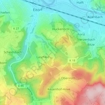 Siebigteroth topographic map, elevation, terrain