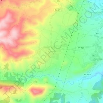 Yátova topographic map, elevation, terrain